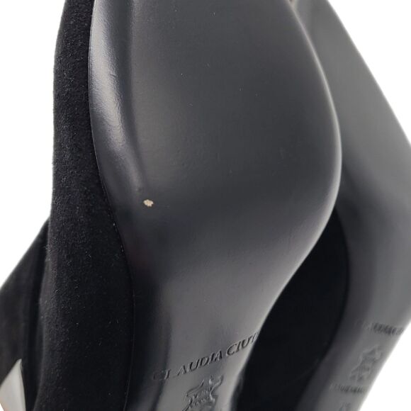 Claudia Ciuti NEW $495 Samoa Black Suede & Silver Stiletto Ankle Boots, Size 7.5 - Picture 9 of 12